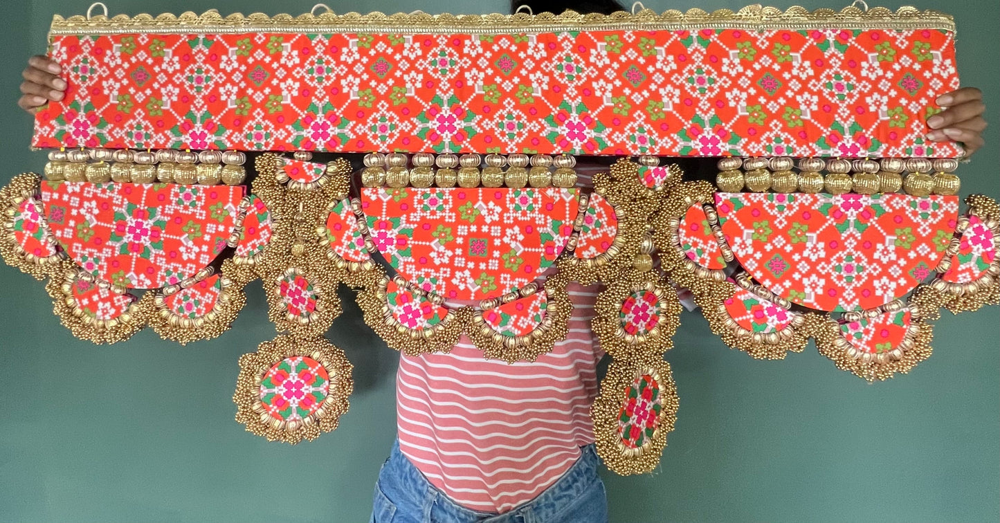 IBHI's AMBAJI TORAN: Classic Pink & Orange Navratna Patola
