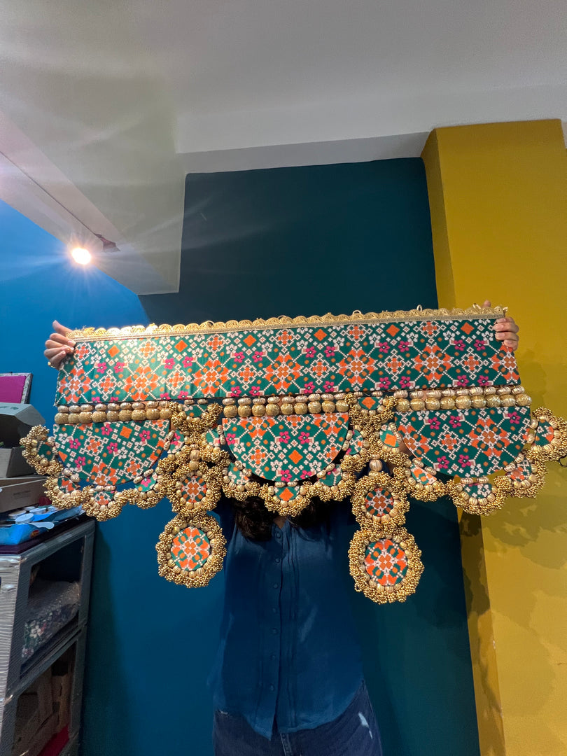 IBHI's AMBAJI TORAN: Classic Pink & Orange Navratna Patola
