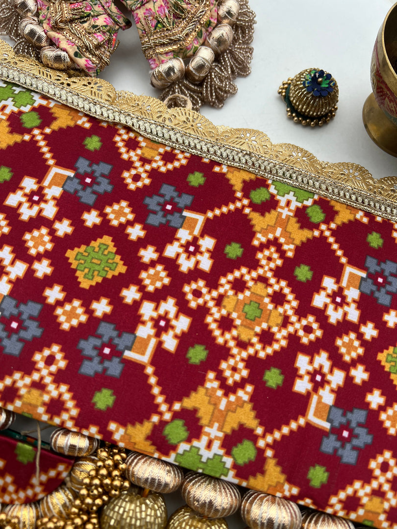 IBHI's AMBAJI TORAN: Classic Pink & Orange Navratna Patola