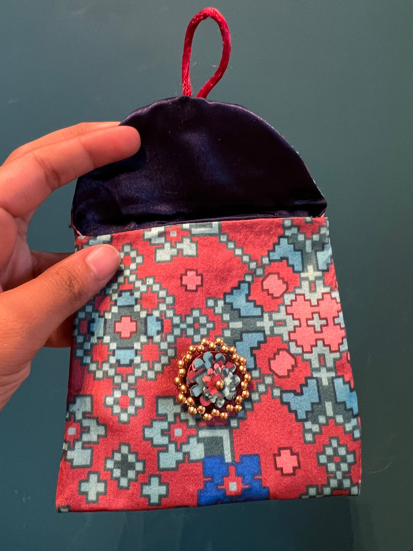 ADD ON: Maroon Navratna Patola Mini Pouch