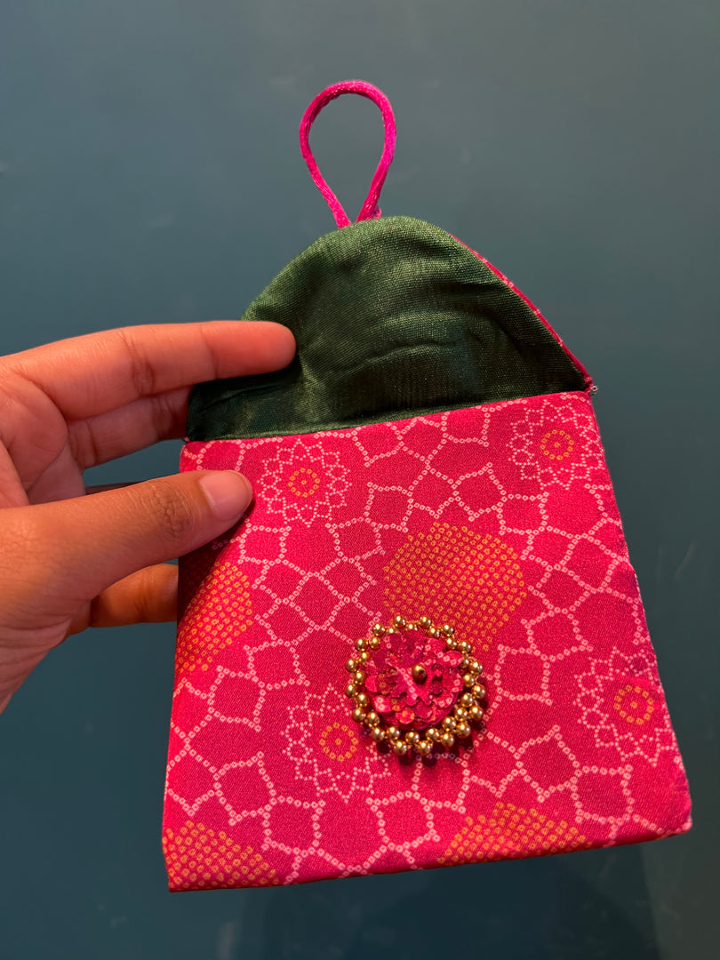 ADD ON: Maroon Navratna Patola Mini Pouch