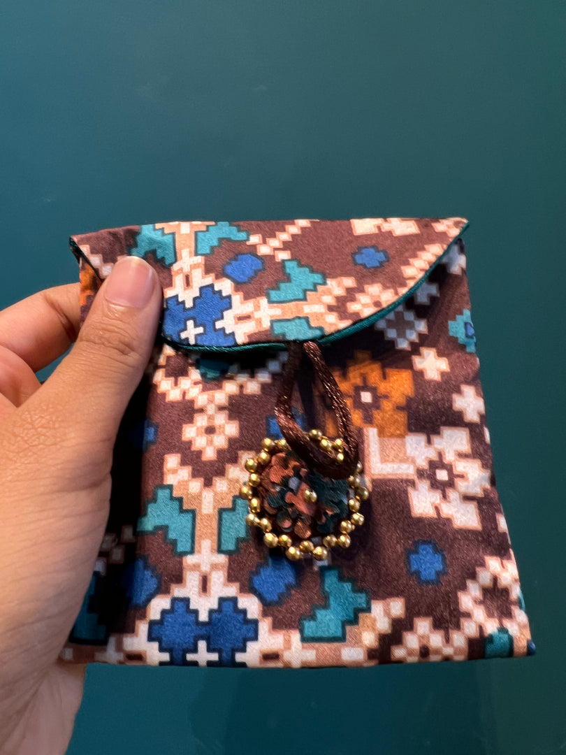 ADD ON: Maroon Navratna Patola Mini Pouch