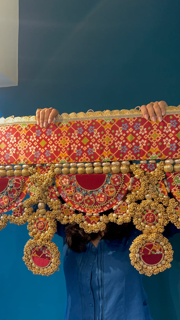 IBHI's AMBAJI TORAN: Classic Pink & Orange Navratna Patola