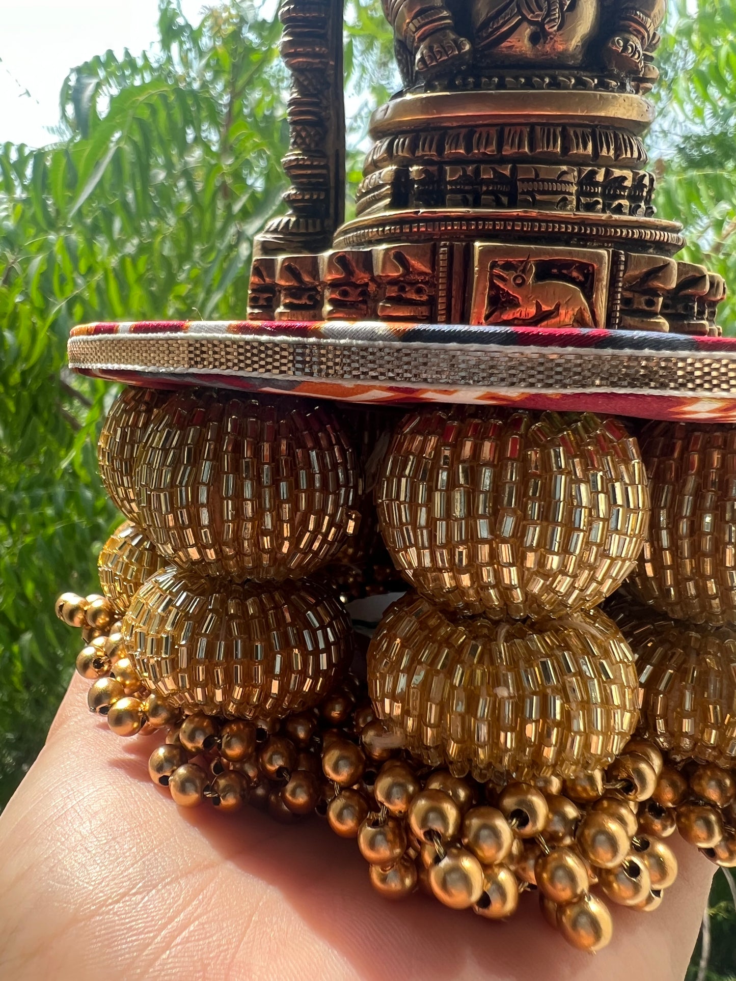Maroon Navratna Patola 5 inches Dangler Platter