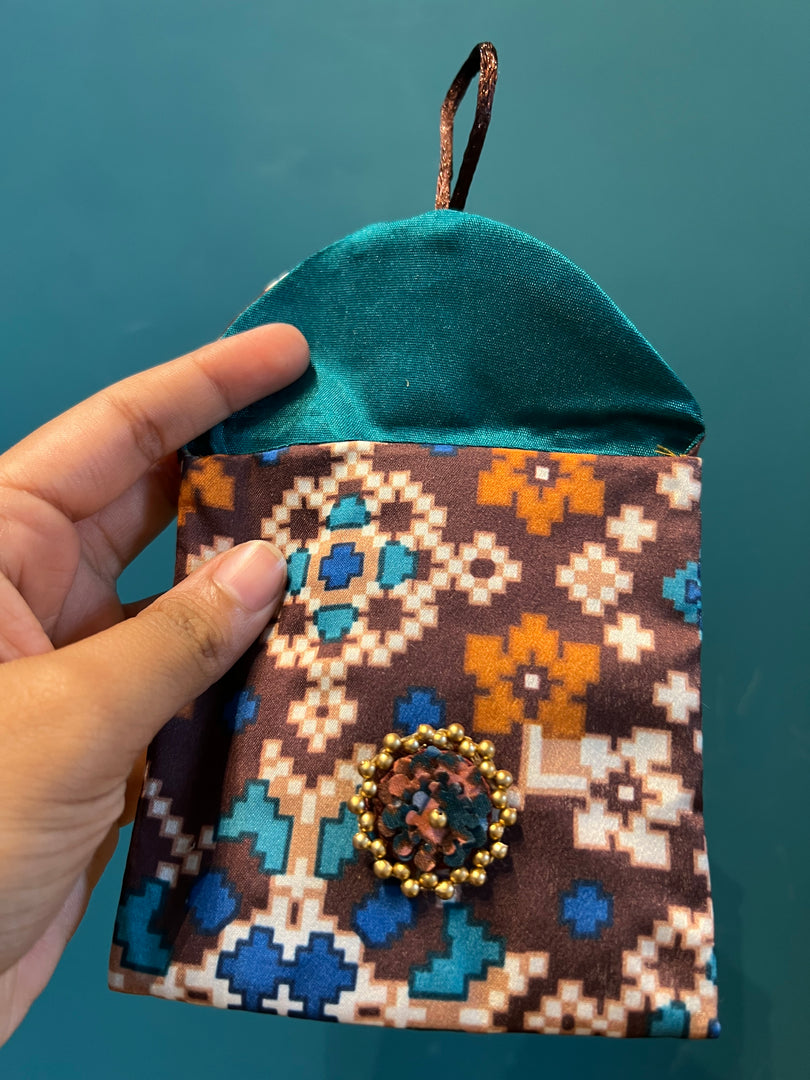 ADD ON: Maroon Navratna Patola Mini Pouch