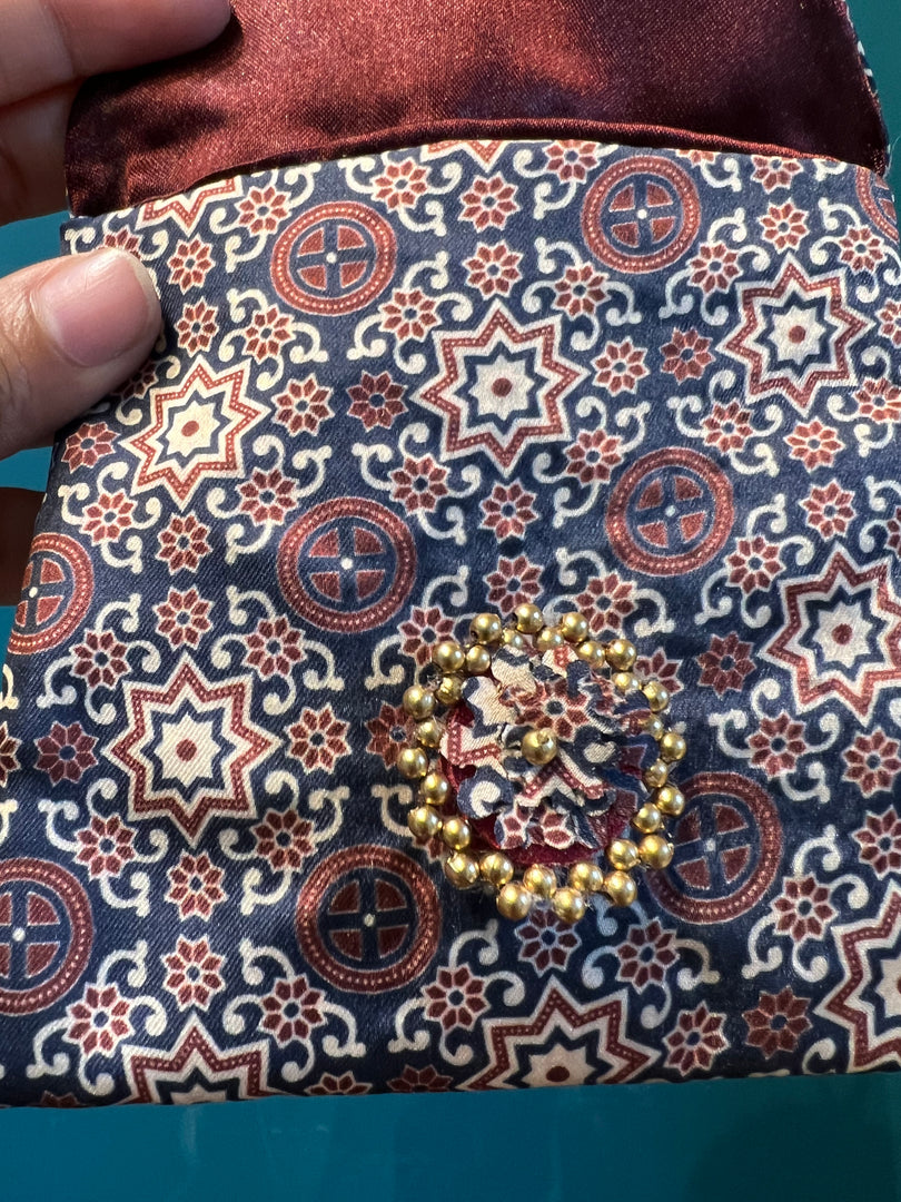 ADD ON: Maroon Navratna Patola Mini Pouch