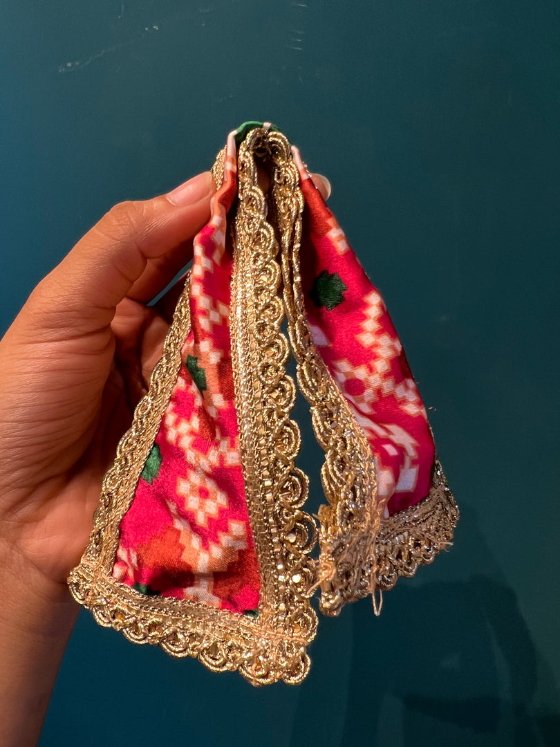 Beaded Lalji Poshak: Maroon Navratna Patola + OG Infloresence Divine Pichwai