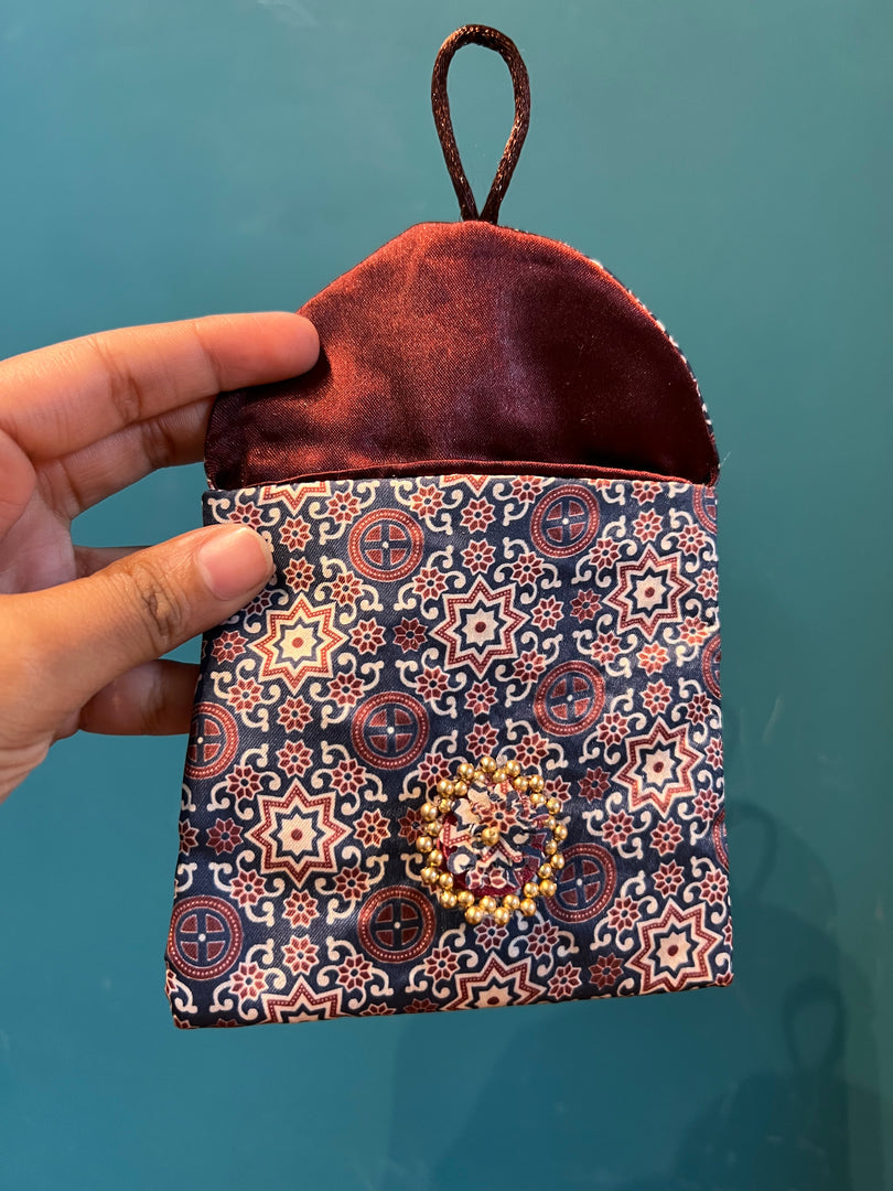 ADD ON: Maroon Navratna Patola Mini Pouch