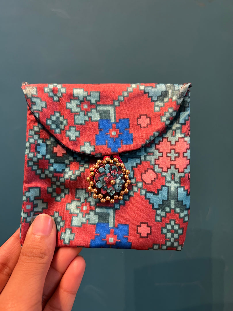 ADD ON: Maroon Navratna Patola Mini Pouch