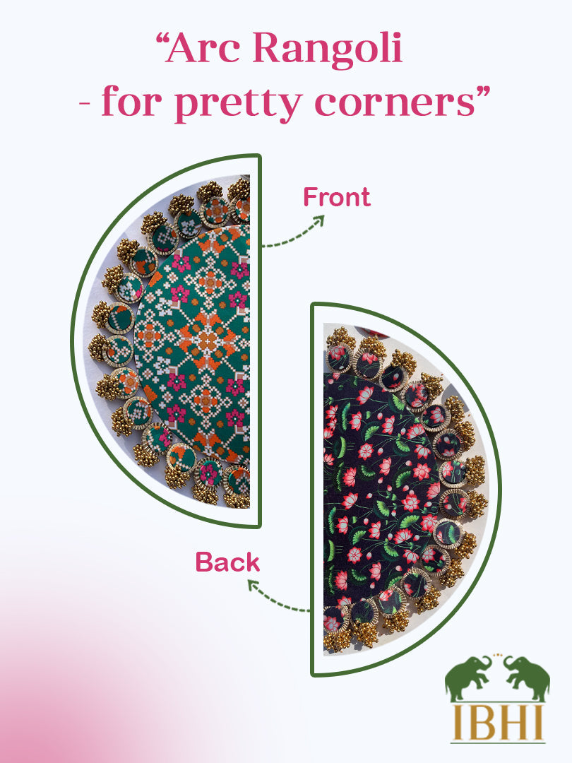 Maroon Navratna Patola and Pink Navratna Patola Arc Lumba Rangoli