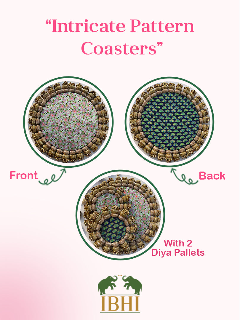 Chaandbali Pastel Pistachio Inflorescence Divine Pichwai and Flare MORBANI THANGAT KARERangoli + Diya Pallets