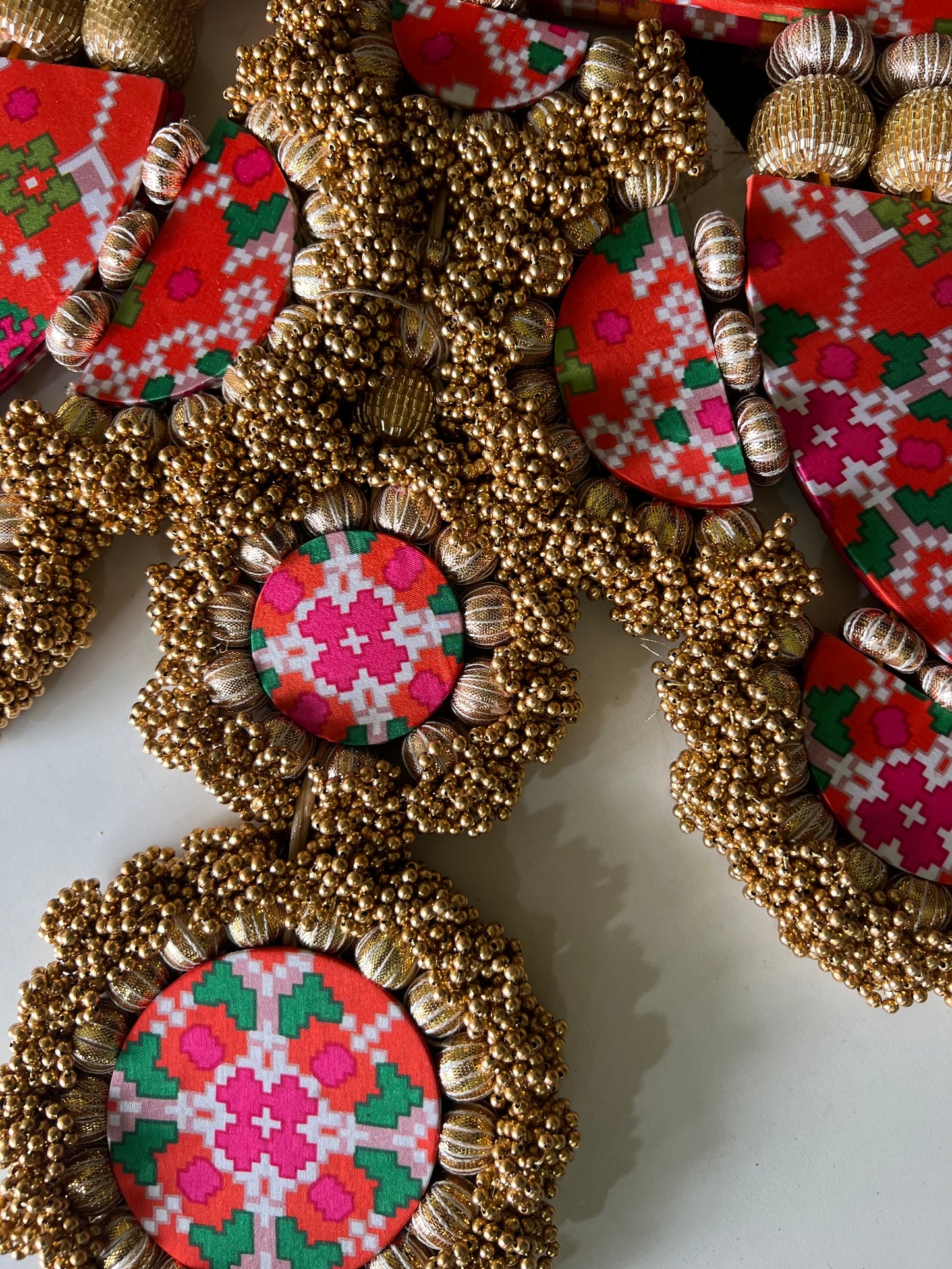 IBHI's AMBAJI TORAN: Classic Pink & Orange Navratna Patola
