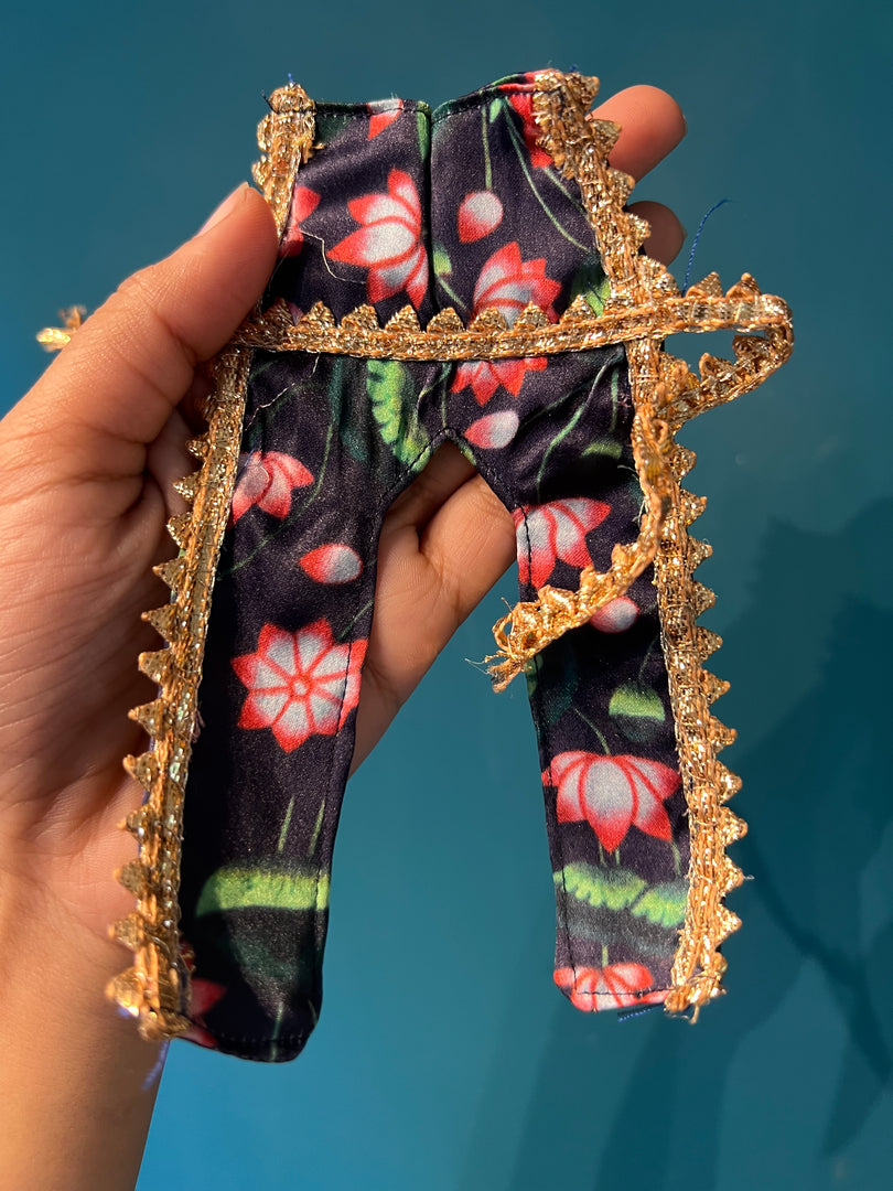 Beaded Lalji Poshak: Maroon Navratna Patola + OG Infloresence Divine Pichwai