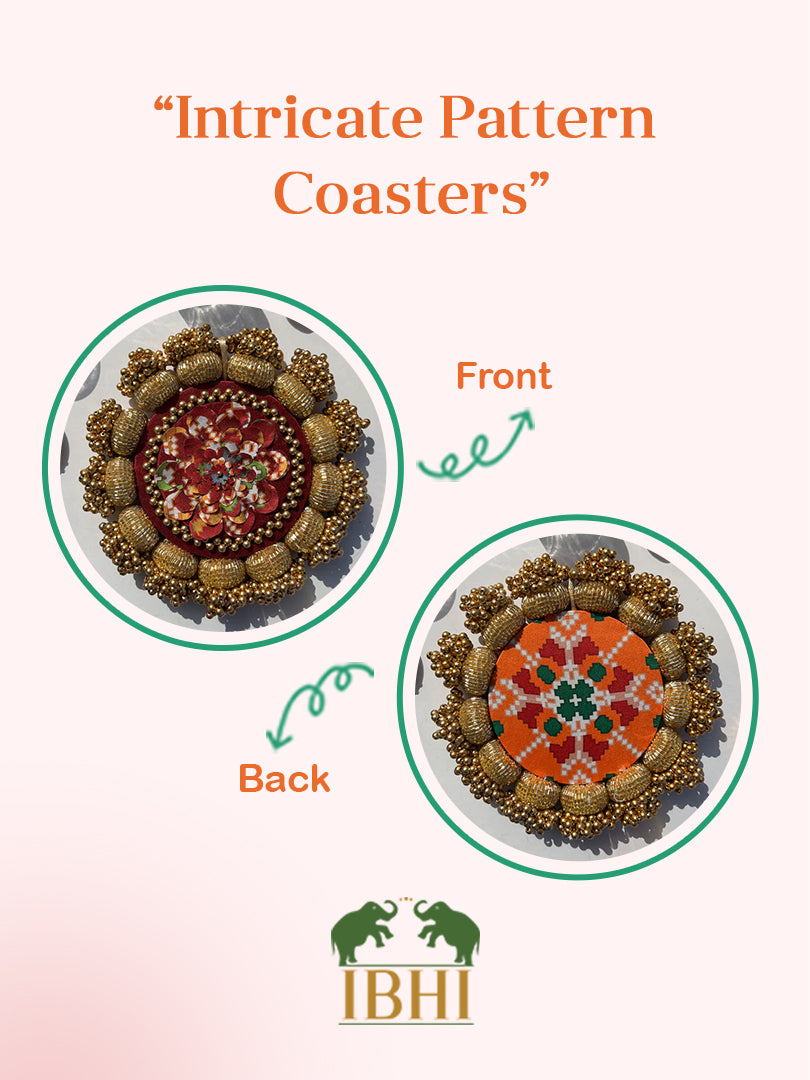 DIVA DIYA PALLET: Enchanted Maroon Navratna Patola + Golden Yellow Navratna Patola