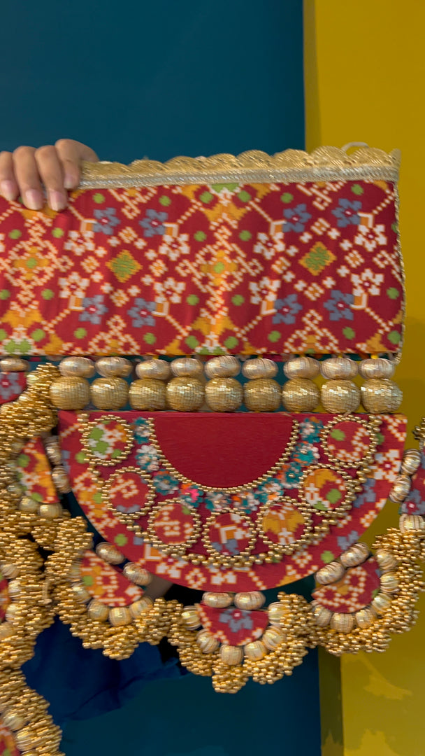 IBHI's AMBAJI TORAN: Classic Pink & Orange Navratna Patola