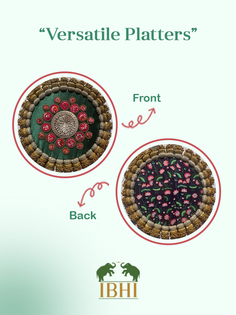 Mandala X Solid Bottle Green + Pink Colloquial Dvine Pichwai Chaandbaali Rangoli