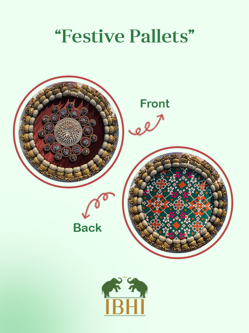 Mandala X Solid Bottle Green + Pink Colloquial Dvine Pichwai Chaandbaali Rangoli