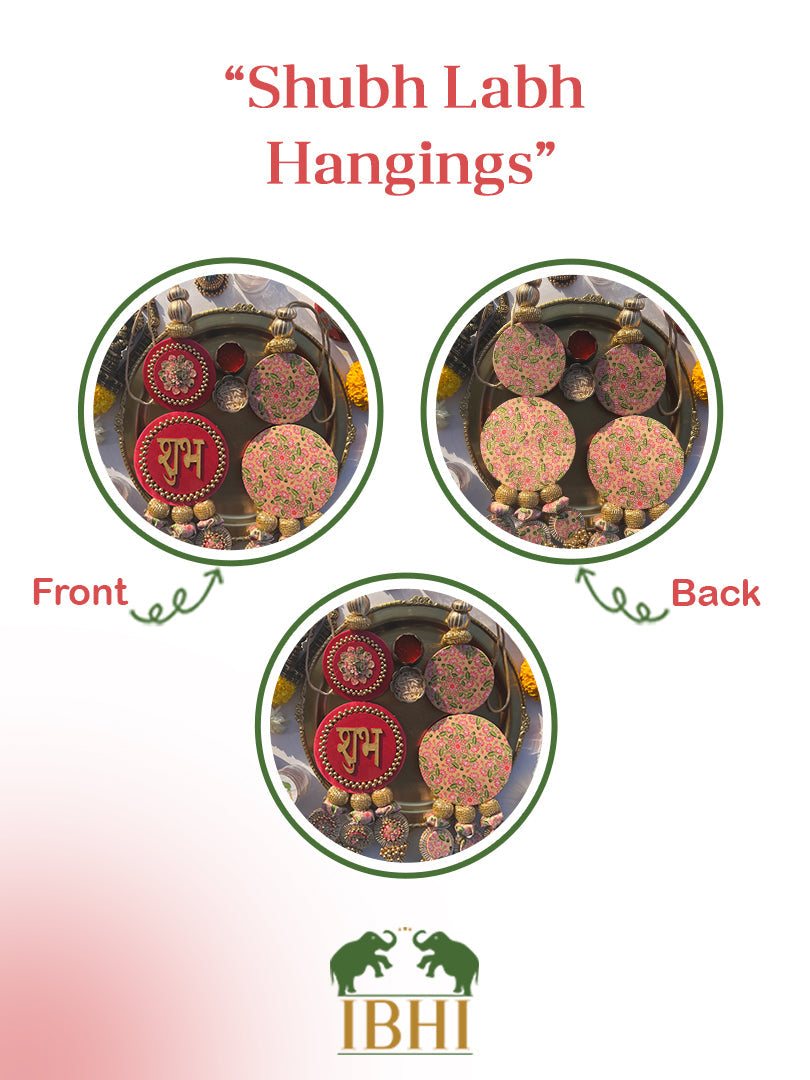 Vermillion Congruous Divine Pichwai Shubh Labh Floral Danglers