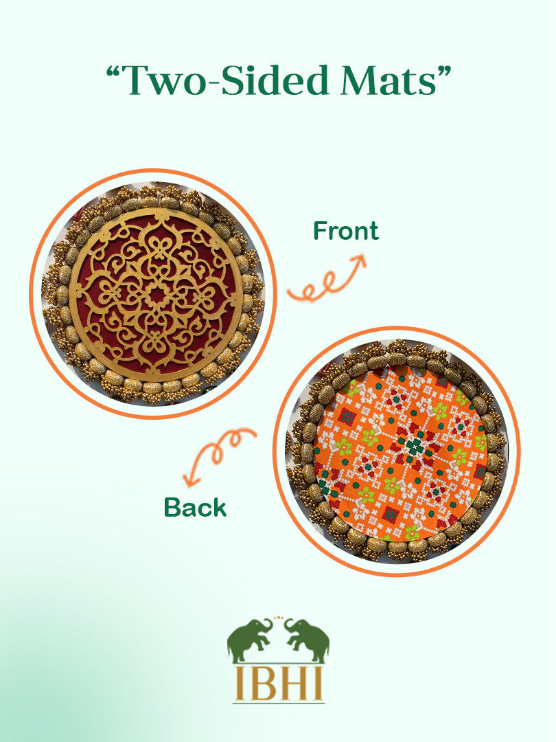 Manjari Rangoli: Solid Wine + Octagonal Ornamentation Intense Ajrakh