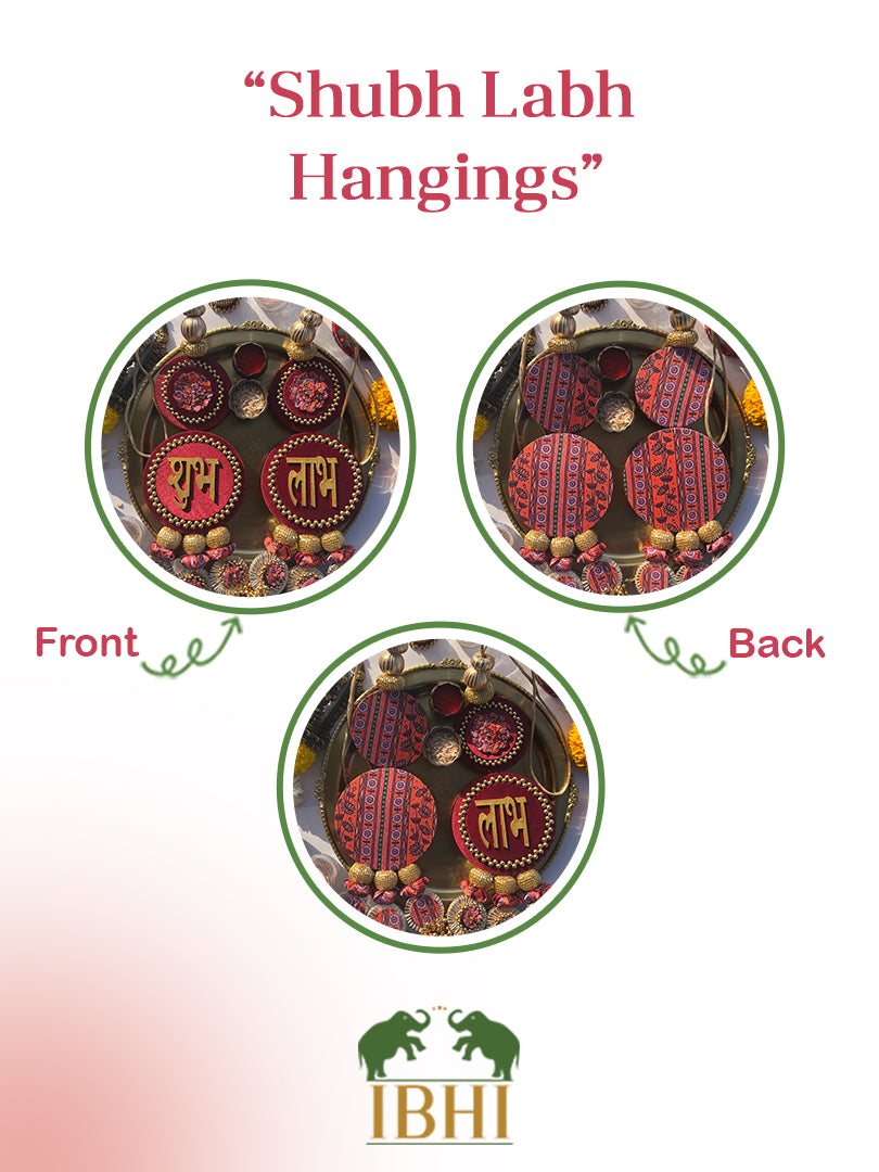 Vermillion Congruous Divine Pichwai Shubh Labh Floral Danglers
