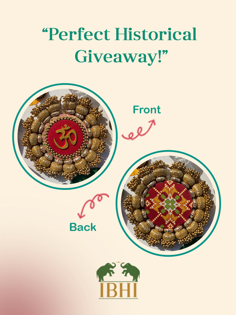 Chaandbali OM Pallet: OG Inflorescence Divine Pichwai + Maroon Navratna Patola