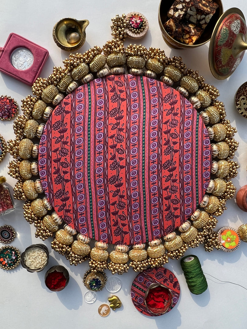 Ek Onkar Motif Micro Pallet + Hanging: Lemon Yellow + Vermillion Congruous Divine Pichwai