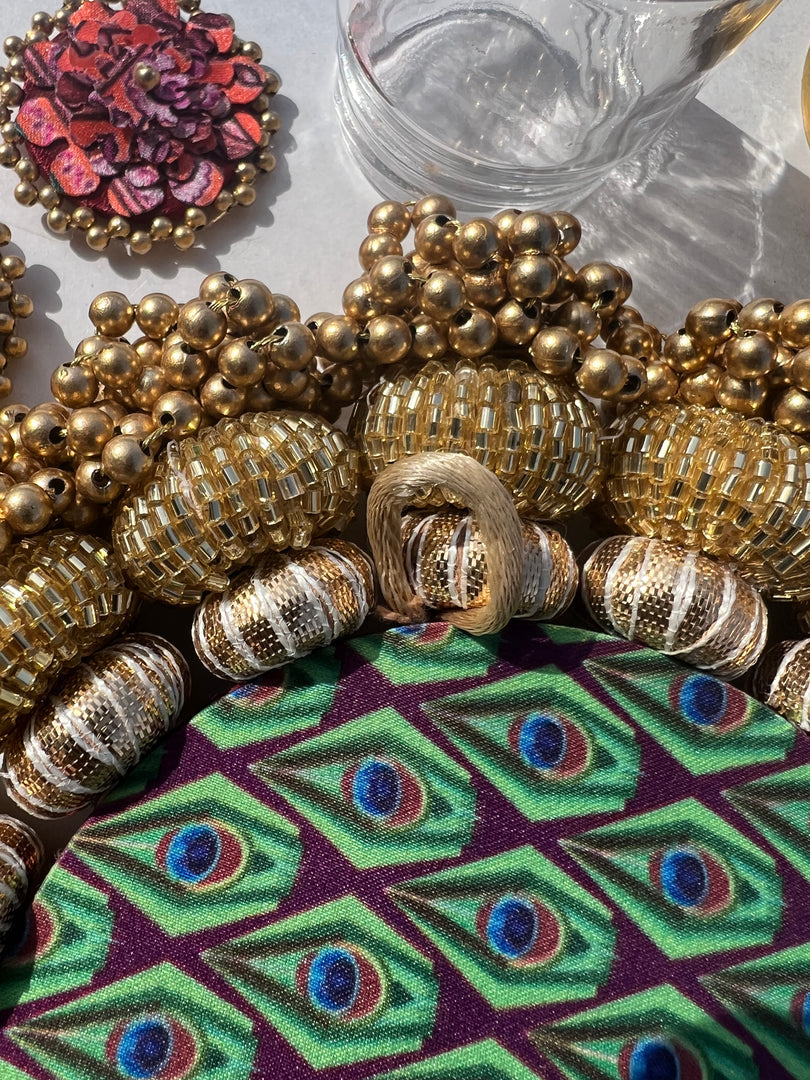 Chaandbali OM Pallet: OG Inflorescence Divine Pichwai + Maroon Navratna Patola