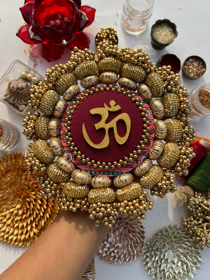 Chaandbali OM Pallet: OG Inflorescence Divine Pichwai + Maroon Navratna Patola