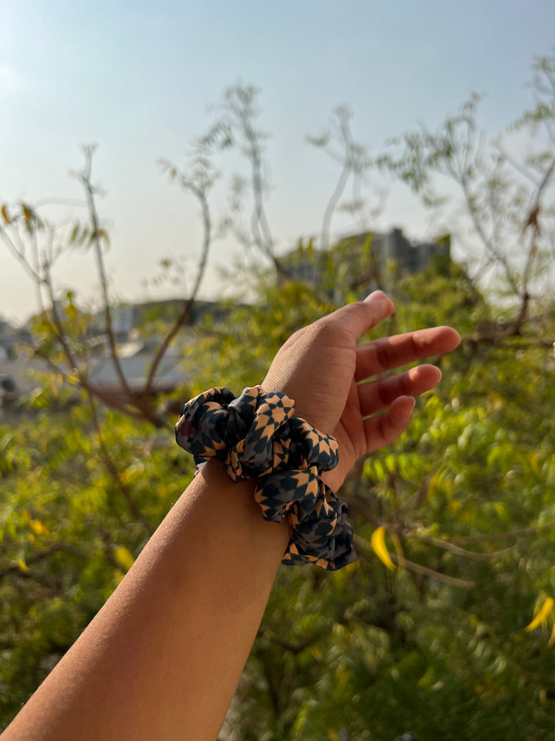 Turkish Hues Intense Ajrakh Scrunchie