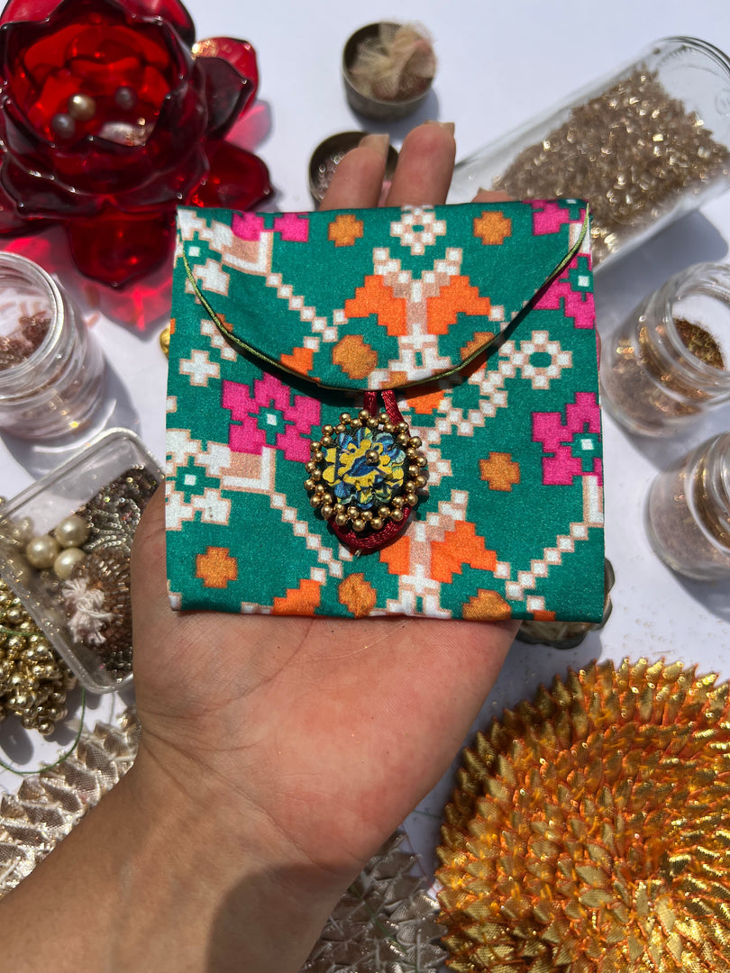 ADD ON: Maroon Navratna Patola Mini Pouch