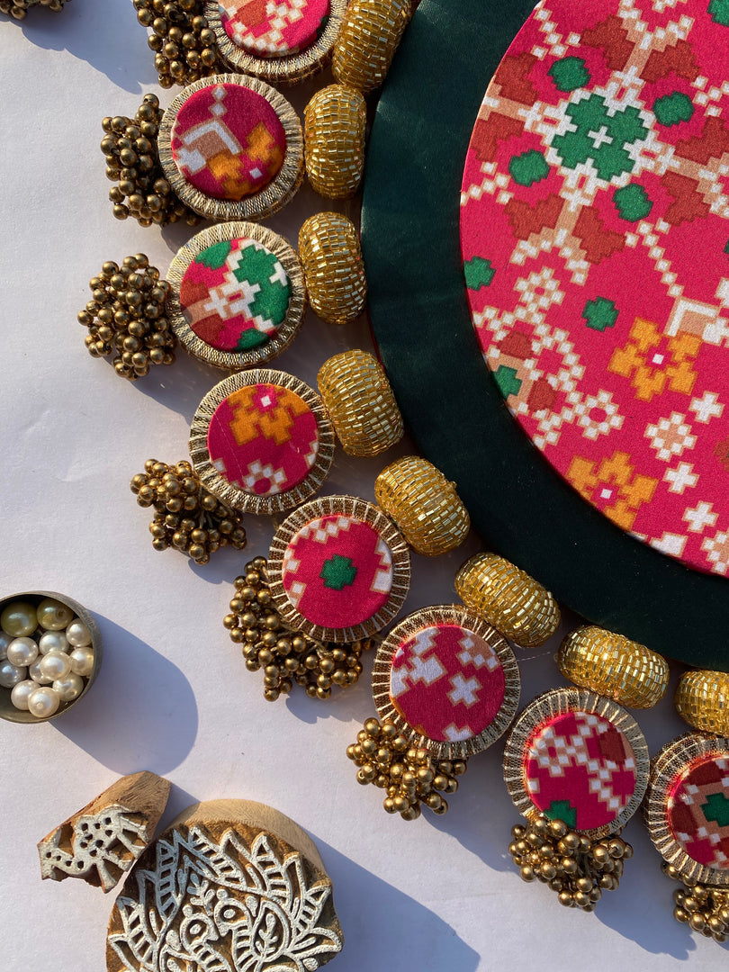 Ajrakh + Pastel Pistachio Inflorescence Divine Pichwai Glass Rhapsody Lumba Rangoli