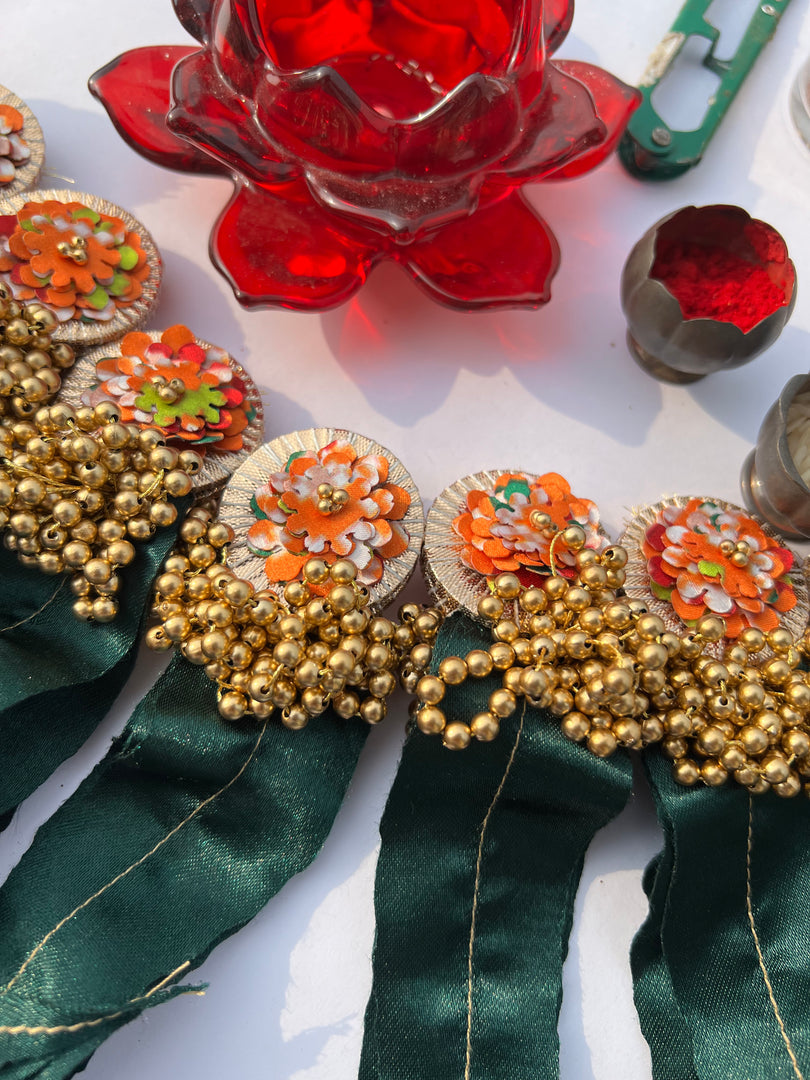 Beaded Bunch Asopalav Tradition X Pink & Vermillion Lumba Toran: Two way (FLEXIBLE)