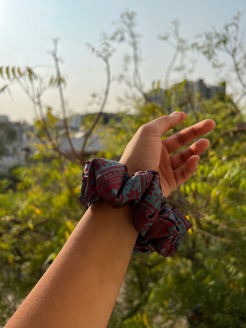 Turkish Hues Intense Ajrakh Scrunchie