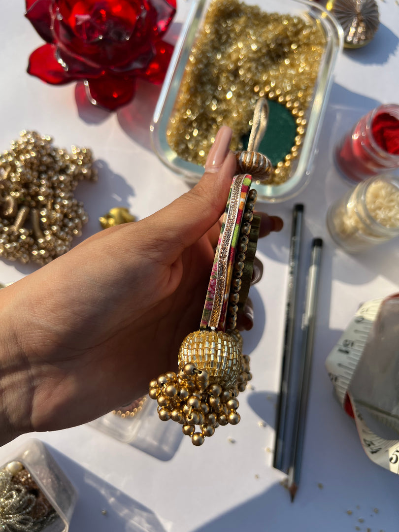 Ganesh Motif Medium Glass Beaded Charm: Congruous Divine Pichwai