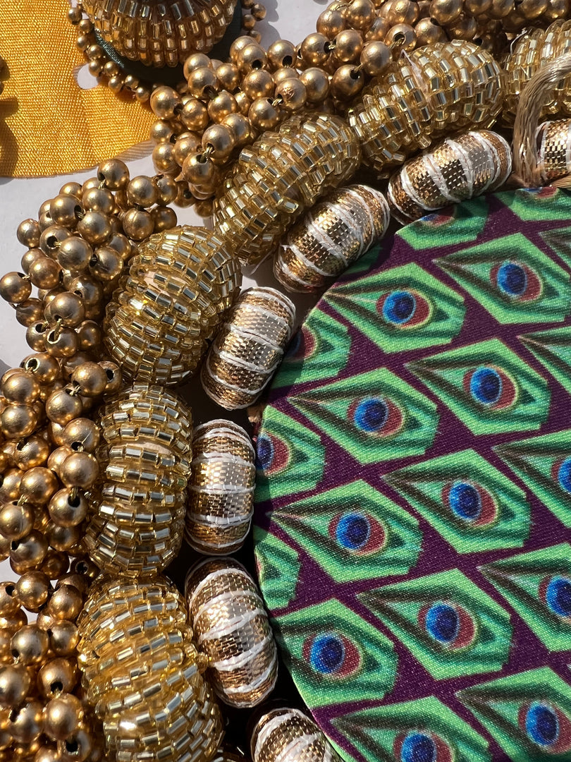 Chaandbali OM Pallet: OG Inflorescence Divine Pichwai + Maroon Navratna Patola