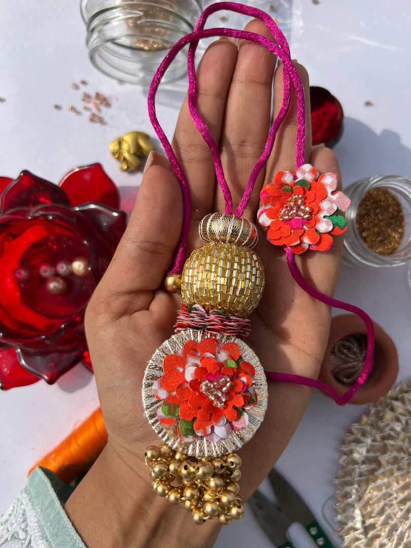 Wine & Brown NO BACK-SIDE Couple Rakhi Set