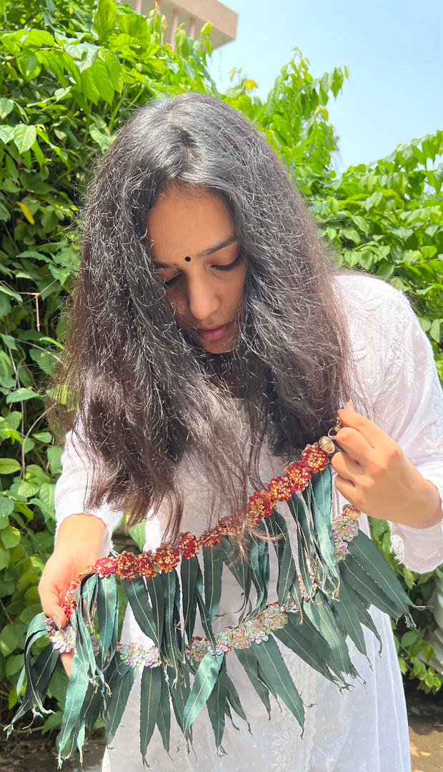 Mini Asopalav Tradition X Maroon & Pink Colloquial Divine Pichwai Toran: Two way (FLEXIBLE)