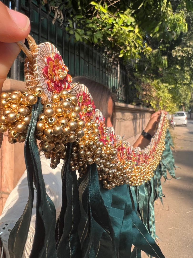 Beaded Bunch Asopalav Tradition X Pink & Vermillion Lumba Toran: Two way (FLEXIBLE)
