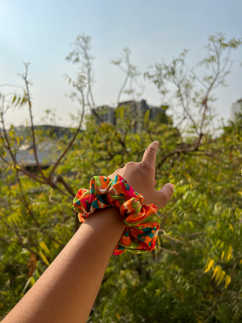Turkish Hues Intense Ajrakh Scrunchie
