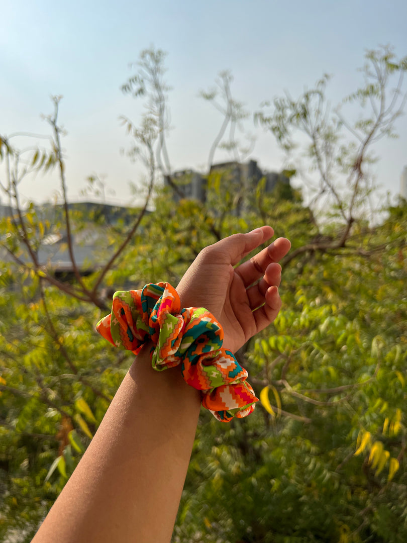 Turkish Hues Intense Ajrakh Scrunchie