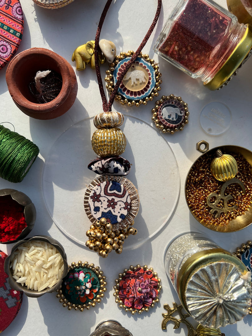 Glass Beaded Plumeria Lumba- Bhabhi Rakhi