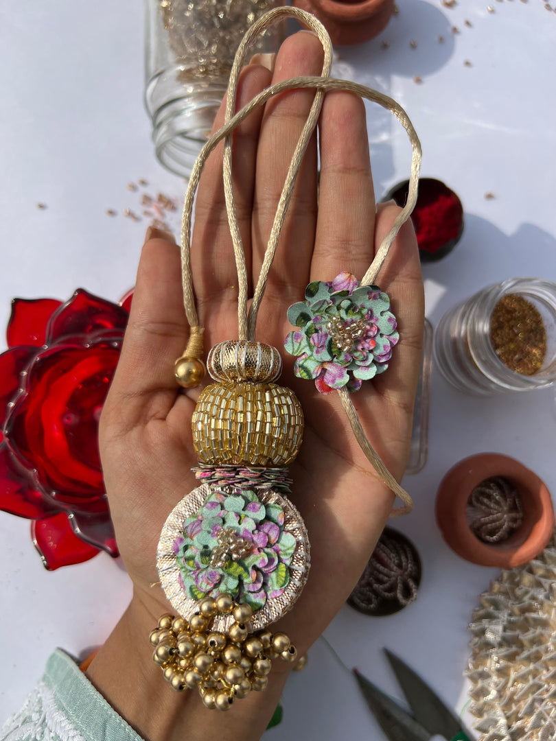 Wine & Brown NO BACK-SIDE Couple Rakhi Set