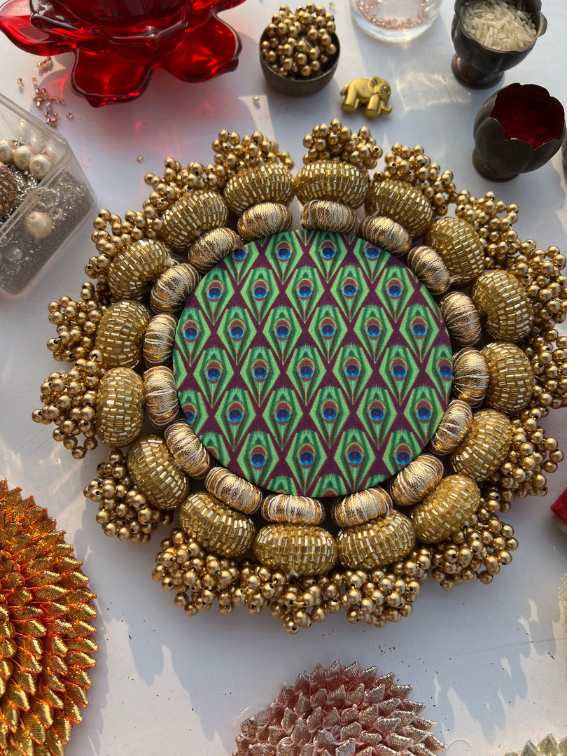 Chaandbali OM Pallet: OG Inflorescence Divine Pichwai + Maroon Navratna Patola