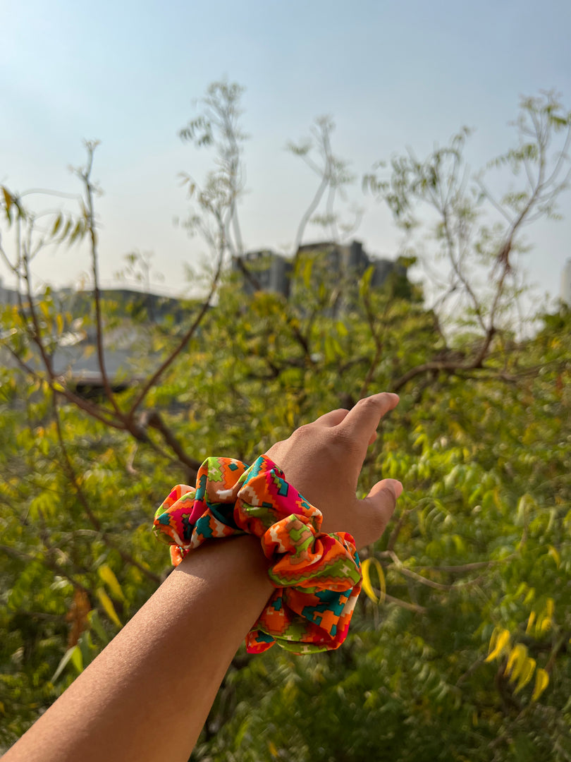 Turkish Hues Intense Ajrakh Scrunchie