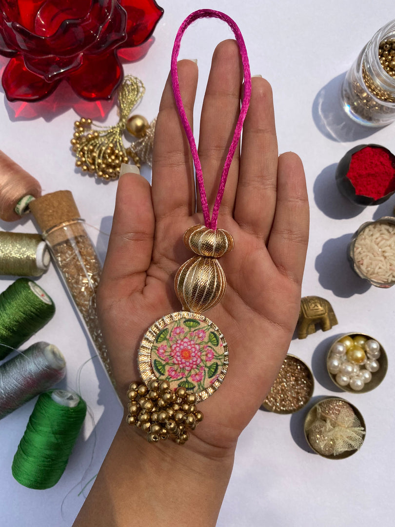 Pink Navratna Classic Elongated Gota Lumba
