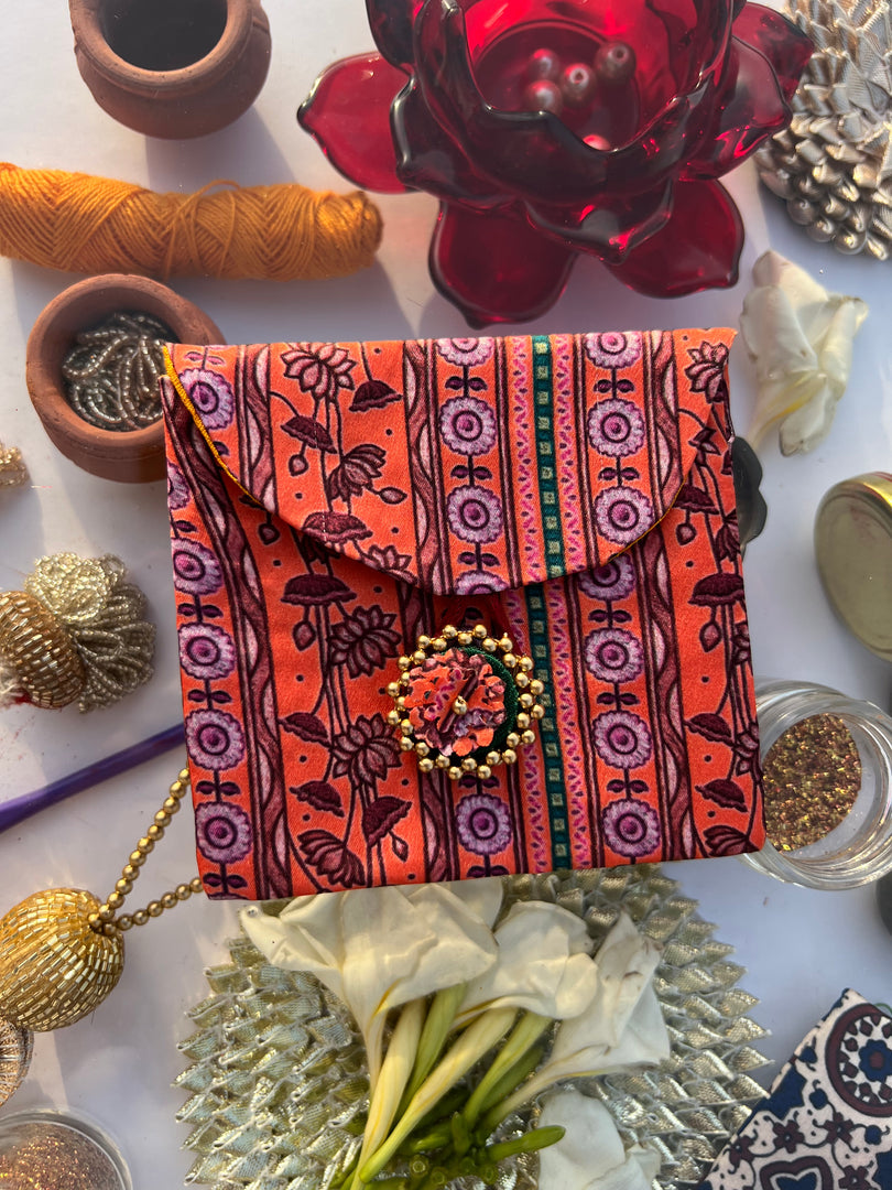 ADD ON: Maroon Navratna Patola Mini Pouch
