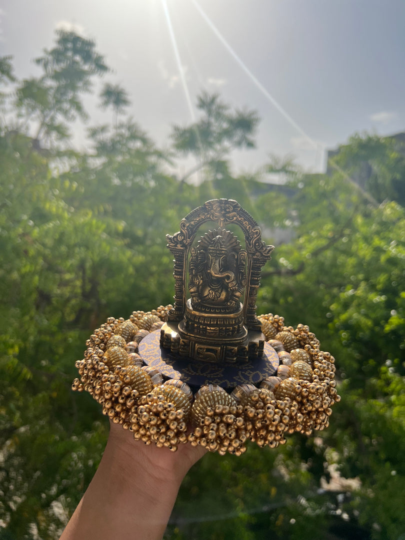 Chaandbali OM Pallet: OG Inflorescence Divine Pichwai + Maroon Navratna Patola