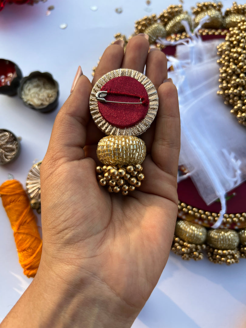 Yellow Congruous Divine Pichwai Signature Brooch