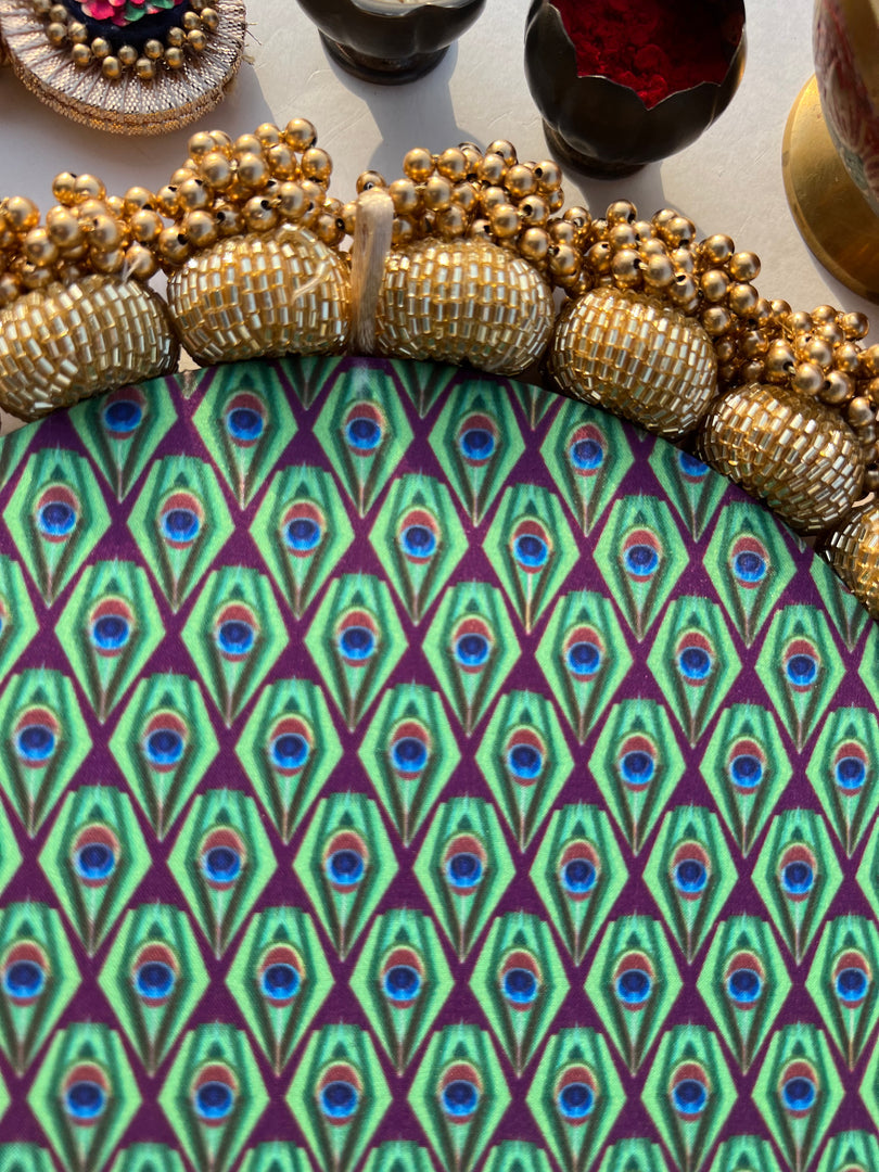 MINI RANGOLI: Inflorescence and Pink Colloquial Divine Pichwai Glass Beaded