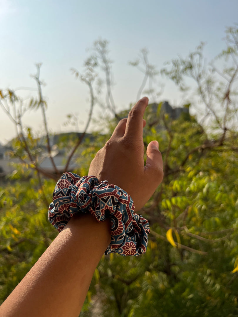 Turkish Hues Intense Ajrakh Scrunchie